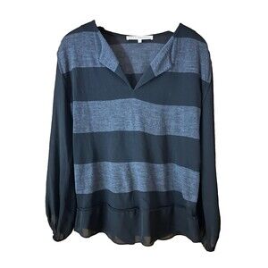 Ulla Johnson-Wool/Silk Sweater-Black/Gray‎ Stripe-Sz S-Minimalist-Office-Classic